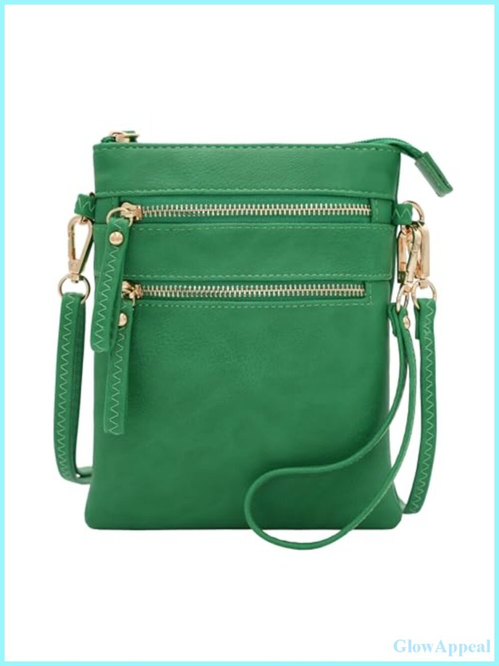 Small Multi Zip Crossbody Bag Detachable Wristlet Lightweight Travel Purse